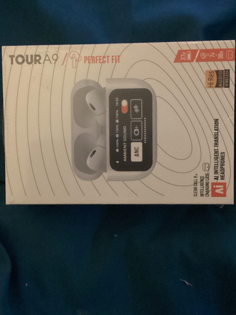 TOUR A9 White Wireless AI Translation Earbuds with Charging Case